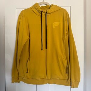 Fabletics Men's Mustard Pullover Hoodie with Black Drawstrings